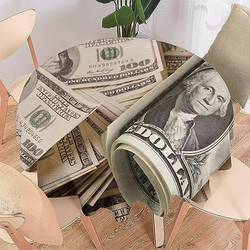 COALHO Modernes Geldschein, maschinenwaschbar, für drinnen und draußen, Tischdekoration, Druck, lustig, USA-Geld, 100 Dollar, Geldschein-Thema, schützt den Tisch, leicht zu reinigen, 153 x 153 cm