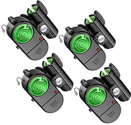 Geieold Allarme per di Pesca da 4 Pezzi, Indicatore di Allarme Elettronico Sensibile per la Pesca, Campanello di Avviso per con Luci a LED