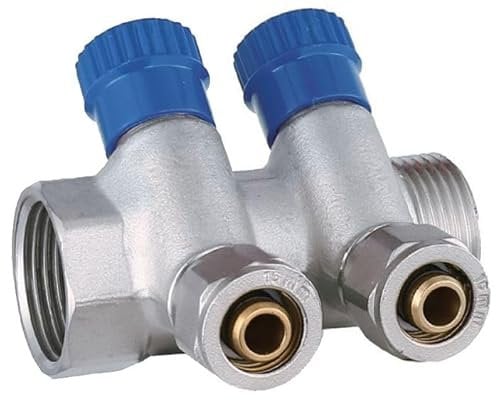 AQUA HEATING Kaltwasserverteiler Wasserverteiler Kaltwasser Trinkwasser Heizung Industrie Wasseranschluss-Verteiler 1 Zoll x 16 mm PEX 2 Kreise