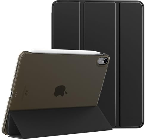 MoKo Funda para iPad Air 11 Pulgadas (M3 2025/M2 2024), iPad Air 5/4 Generación 2022/2020 10,9, Funda Inteligente Ultrafina de PC Rígido Translúcido con Soporte Touch ID, Negro