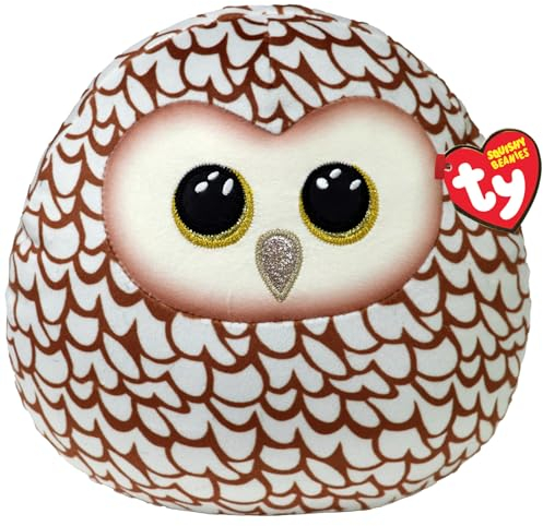 TY Whoolie Owl Squish a Boo 10 Inches - Squishy Beanies for Kids, Baby Soft Plush Toys - Collectible Cuddly Stuffed Teddy
