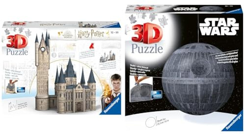 Ravensburger 3D Puzzle 11277 Harry Potter Hogwarts Schloss Astronomieturm 615 Teile & 3D Puzzle 11555 Star Wars Todesstern 540 Teile Puzzleball für Erwachsene und Kinder ab 10 Jahren