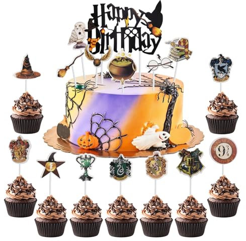 Cake Toppers,16 pcs Cake Decorations Cupcake Topper Happy Birthday Cupcake Topper,for Boys Girls Kids Baby Shower Party Supplies