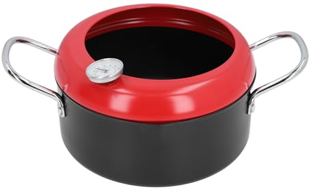 Pentola Per Friggitrice, Pentola Giapponese In Acciaio Inossidabile, Pentola Per Friggitrice Tempura Giapponese Con Termometro, Coperchio E Scolagocce Olio, Pentola Con (rosso)