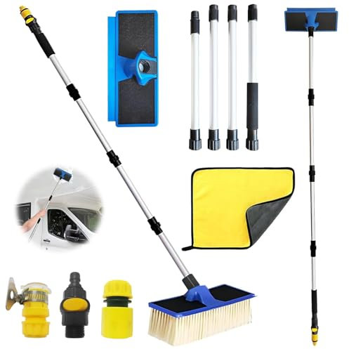 Boufeida Brosse de lavage télescopique pour voitures, camions, bus, van, camping-car, panneau solaire, habillage de maison, déneigement