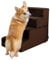 Hundetreppe für Bett - 4 Stufen Hunderampe 58cm hoch - Schaumstoff Hundetreppe für kleine Hunde - Sichere und stabile Haustiertreppe - Abnehmbarer waschbarer Bezug - Hundetreppe für Sofa Braun