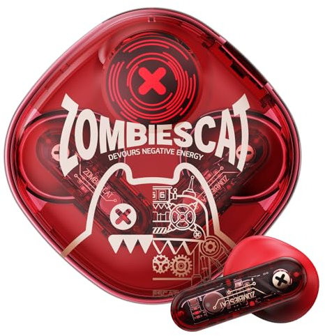 ZOMBIES CAT In Ear KopfhöRer Bluetooth 5.3 Touch Control In Ear OhrhöRer Mit 4 Mikrofon Exklusive Lichteffekte Intensiver Bass Kabellose KopfhöRer FüR IOS Android, B2 Rot