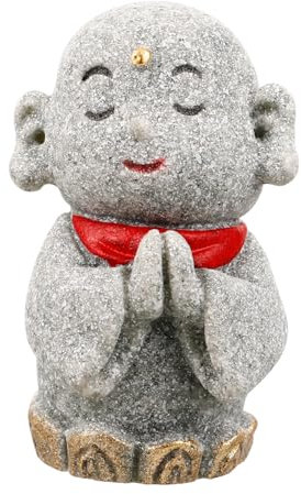KITANDOVE Kleiner Zen-mönch Buddha-Figur Garten-Buddha- Aquarium- Buddha Statue Aquarium Dekoration Desktop-mönch-Statue Dekorative Buddha-Statue Silver Nachahmung Von Blaustein