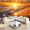 Fototapete 3D Effekt Sonnenuntergang Strand Meer Sand Vliestapete Wohnzimmer Schlafzimmer 350x256 cm Vlies Tapete Art Wandtapete UV-Beständig Wanddekoration Tapete