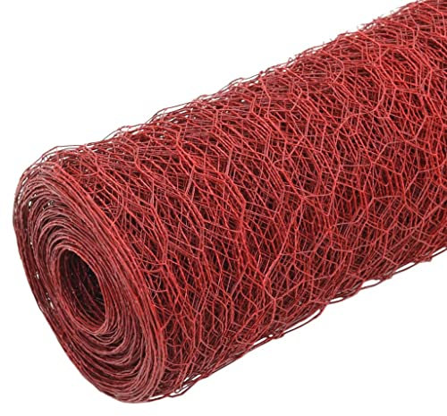 Hundezaun Garten Sichtschutz Zaun Zaunelemente Teichzaun - Drahtzaun Stahl mit PVC-Beschichtung 25x0,75 m Rot für Bauernhof Camping Garten Parks