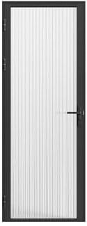 Vente-unique - Bloc porte réversible en aluminium et verre trempé texturé - H204 x L93 cm - Noir - LOXTON