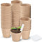 WY8 100 vasi rotondi in fibra organica biodegradabile da 8 cm, per la coltivazione di piante, contenitori compostabili facili da trapiantare, ideali per giardini e serre, con 10 etichette bianche