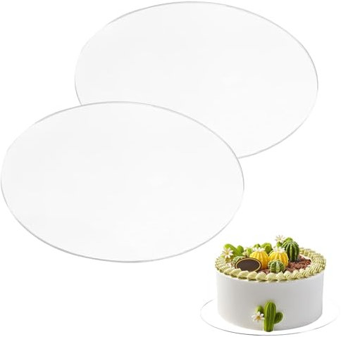 Acryl Cake Board, 2 Stück Tortenplatte Rund Acryl, Ø 15cm Acrylplatte Transparent, Torten Platte Wiederverwendbar, kuchenplatte 2mm Dick Mit Schutzfolie, für Aufbewahren von Kuchen, DIY Handwerk