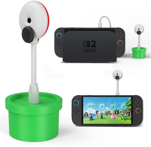 Coolwee Kamera für Nintendo Switch 2 (2025), 720P HD-Videokamera, Sichtschutz, Schiebeobjektivabdeckung, ABS, Weiß und Grün