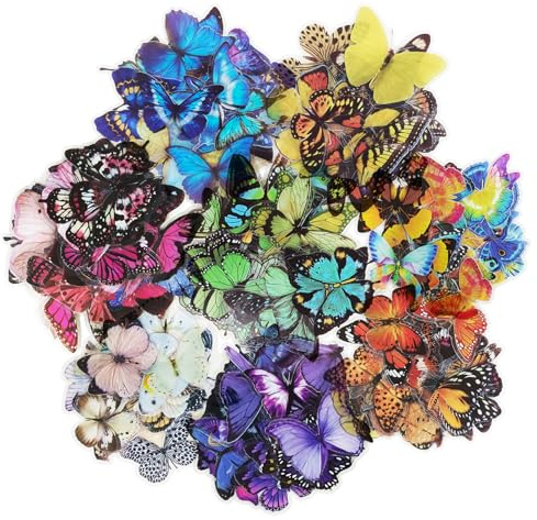 320 Stück Schmetterling Aufkleber Bunte Schmetterlinge Sticker Bunt Schmetterling Sticker Wasserdicht Dekorativ Deko Fahrradaufklebe DIY-Handbuch Papierhandwerk