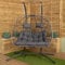 Samuel ALEXANDER 2 Seater Hanging Garden Rattan Egg Chair with Steel Frame Outdoor Swing Folding Cocoon Chair Rattan Garden Furniture Conservatory Furniture and Waterproof Cover in Grey