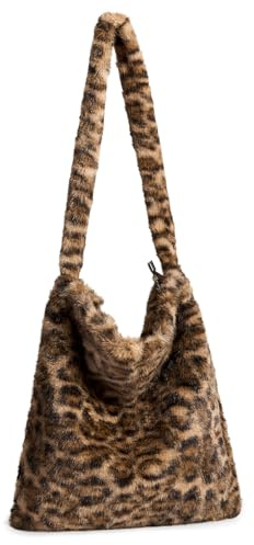 KALIDI Plüsch Handtasche mit Reißverschluss Niedlich Flauschige Crossbody Bag Damen Schultertasche für Uni Mädchen