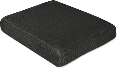 Molten Creek® Memory Foam Seat Cushion, Ergonomic Orthopaedic Chair Pad for Office, Car, Wheelchair & Home, Anti-Pressure Sores, Breathable & Washable Cover, Black (45.5” x 40.5” x 10” cm)