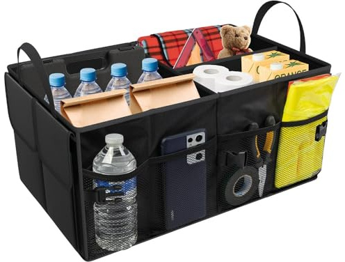 Blendra Car Boot Organiser Storage Anti Slip boot tidy for car | Foldable, Multi Compartment,Easy to Clean,Oxford cloth,Black
