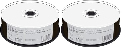 MediaRange BD-R 25GB 6-fache Schreibgeschwindigkeit, vollflächig bedruckbar (Tintenstrahldrucker), voll Metallisiert, 25er Cakebox (Packung mit 2)