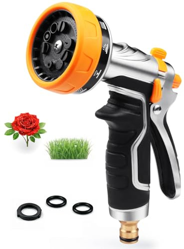 Onarway Garden Hose Spray Gun: Heavy Duty Metal Nozzle with Brass Fittings