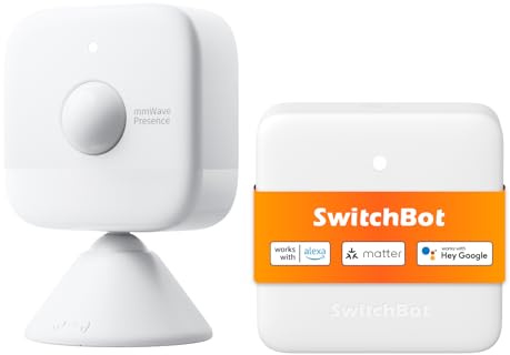 SwitchBot Presence Sensor with Matter Hub, mmWave Motion Sensor Set | mmWave, PIR & Light Sensor detects motion/stillness, Apple Home/Alexa/Google/Home Assistant, IR devices via app