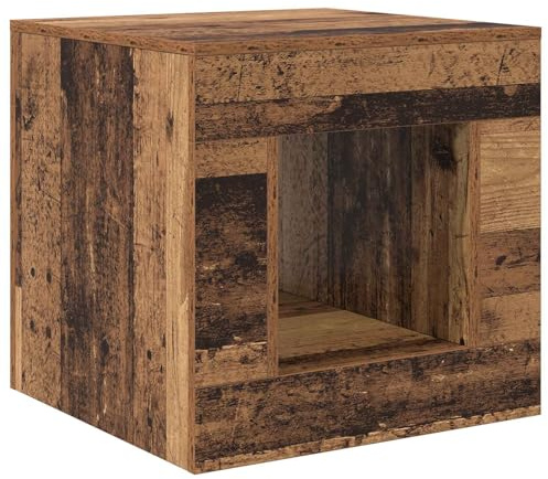 Mhdvray Couchtisch in Altholz-Optik, Kompakter Beistelltisch für Wohnzimmer, Quadratischer Wohnzimmertisch für Deko und Ablage, Stabiler Kleiner Tisch für den Innenbereich, 51,5 x 50 x 50 cm