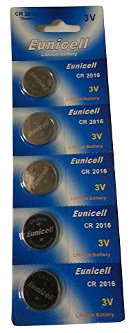 5 x Eunicell 3.0v CR2016 Coin Cell Lithium Metal Batteries in Separated Blister Packaging CR 2016