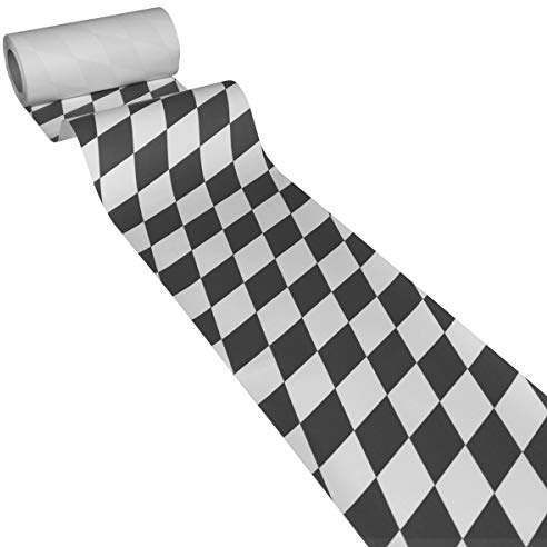 JUNOPAX Papier-Tischläufer 50m x 0,20m Raute schwarz-weiß, nass- und wischfest