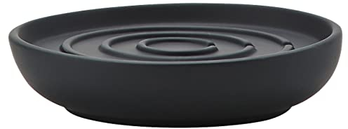 Zone Denmark Nova Seifenschale, Seifenablage, Seifenhalter aus Porzellan mit Soft Touch-Beschichtung, Durchm. 11 cm, Höhe 2,5 cm, Schwarz