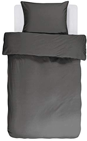 ESSENZA Bettwäsche Guy Uni Einfarbig Baumwolle Schlicht Elegant Bunt Renforcé, Größe:155 cm x 220 cm, Farbe:Anthrazit