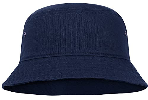 Falari Herren Damen Unisex Baumwolle Fischerhut 100% Baumwolle verstaubar für Reisen Angeln Jagd Sommer Camp, Marineblau, L/XL