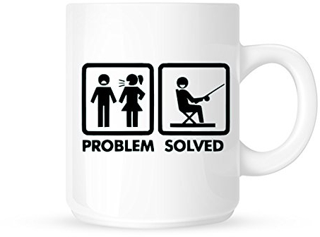 DottsMusic Problem Solved - Funny Novelty Fishing/Angling Tea/Coffee Mug/Cup - Great Gift Idea