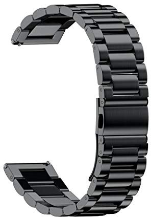 Rameng Uhrenarmband, 22/20/18/16/14°mm, Magnetverschluss mit Schnalle, Milanaise, Edelstahl, für Smartwatch und klassische Armbanduhren, schwarz, 22mm