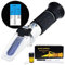 3-in-1 Honig Refraktometer Brix/Feuchtigkeit/Baume Tester Meter ATC, Tri-Skala 58-90% / 12-27% / 38-43Be ', Zucker Wassergehalt Level Bienenzucht Ahornsirup, Test Kit w/Kalibrierung Öl & Block