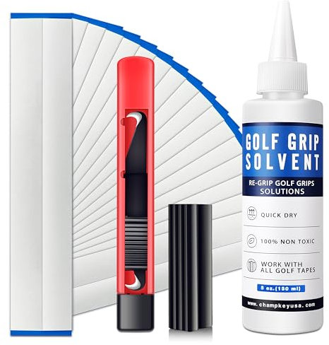 CHAMPKEY Premium Grip Repair Kits for Regripping Golf Clubs | Come with Hook Knife, 15 Professional Tapes, Golf Solvent and Rubber Vise Clamp
