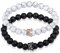 Kronenarmband aus schwarzen Onyx- und weißen Howlithperlen, 8 mm Perlen Partnerarmband mit Krone King & Queen Paar Armband for 2