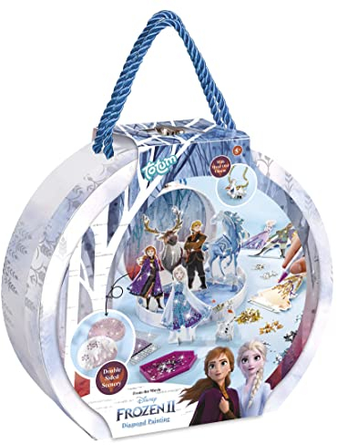 Disney Frozen II 681224 Diamond Painting Geschenkbox: Gestalte deine Lieblingsfiguren von Frozen II mit wunderschönen Strasssteinen in 3D Landschaften, inkl. Olaf Anhänger