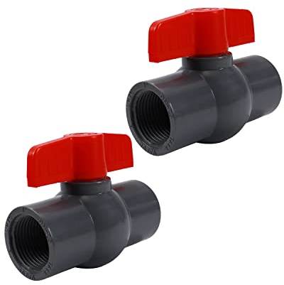 Othmro 2Pcs Ball Valve 32mm ID, PVC Socket End Shut Off Valve, 1.26 Female Thread Shut-Off Ball Valves for Aquarium Setup, Sump Pump, Garden Sprinkler
