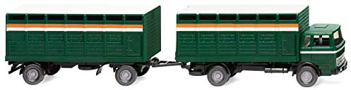 Wiking 056503 H0 Mercedes Benz Viehtransporthängerzug grün Spur HO 1:87 LKW mit Anhänger