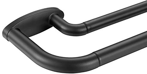 Doppelte Gardinenstangen, mattschwarz, Raumverdunkelung, 71,1 - 121,9 cm, verstellbar, 1,9 cm vorne und 1,6 cm hinten, hochwertige Metallstange für Fenster, Wickeldesign