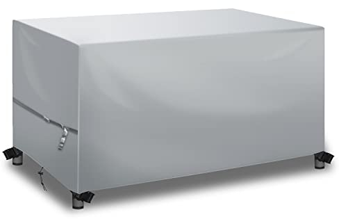 YoungBee Garden Furniture Covers,Outdoor/Patio Rattan Furniture Covers Waterproof,Anti-UV, Upgraded Tear-Resistant 420D Oxford Rectangular Patio Table Cover 185 * 120 * 74cm Silver