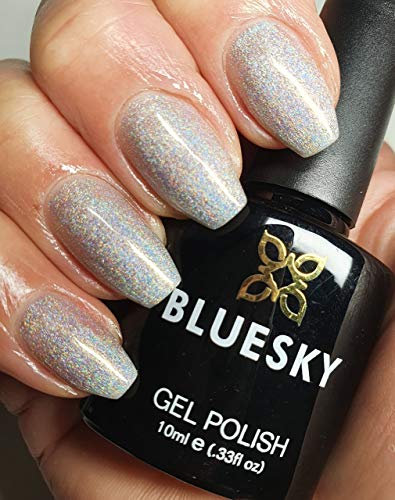 Bluesky Gel Nail Polish HOLOGRAPHIC SILVER GLITTER BSH031 Requires Drying Under UV or LED Lamp