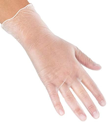 100pk Clear Disposable Vinyl Gloves, Powder Free, Strong Catering Food Safe, Latex Free, Pack of 100 - Large