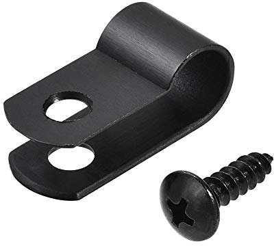 sourcing map 8.4mm Nylon R Type Cable Clip Wire Clamp with Screws Black 100pcs
