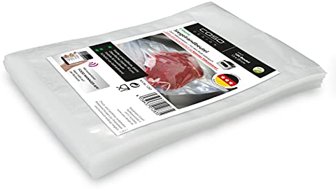 CASO Siegelrandbeutel 15 x 20 cm, 90 mμ, 100 Stück, ausschließlich für Kammervakuumierer, glatte Oberfläche, stabile Schweißnaht, BPA-Frei, Sous Vide, Made in Germany