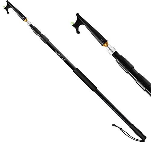 KOMCLUB Telescoping Boat Hook for Docking 3-Stage Telescopic Boat Hook Pole Newest Luminous Design Non-Slip EVA Hand Grips - 12 Feet