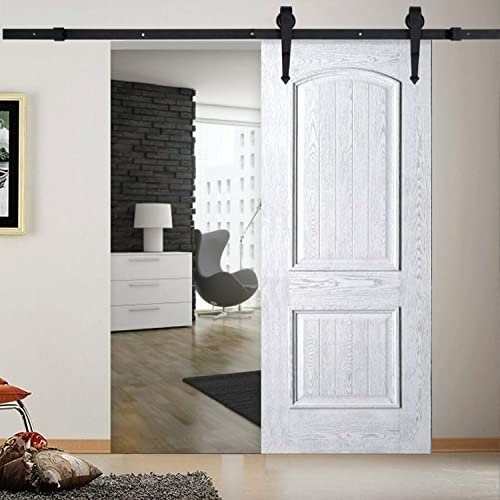 Herraje Puerta Corredera Kit de Rieles Deslizantes para Puerta de Granero de Madera Acero al Carbono Baño Cocina Dormitorio Negro,366cm (tipo espada)