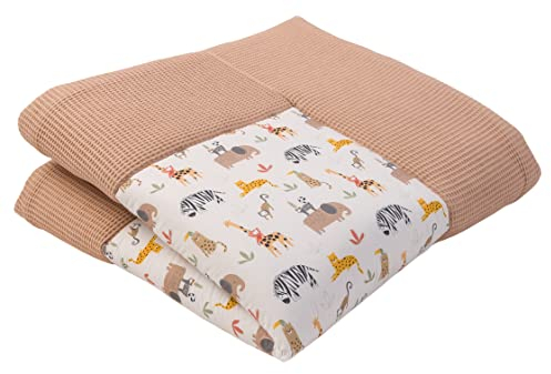 ULLENBOOM ® Baby Krabbeldecke 140x140 cm gepolstert - Sand-Savanne (Made in EU) - XXL Krabbeldecke für Baby mit 100% OEKO TEX Baumwolle, ideal als Babydecke & Spieldecke
