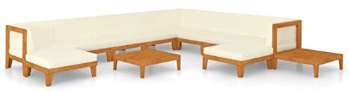 Susany Garten-Lounge-Set Akazienholz Massiv Gartenmöbel 12-TLG. mit Kissen Ecksofa Mittelsofa Tisch Fußhocker Sofa Lounge Garten Garnitur Sitzgruppe Gartenset Gartensofa